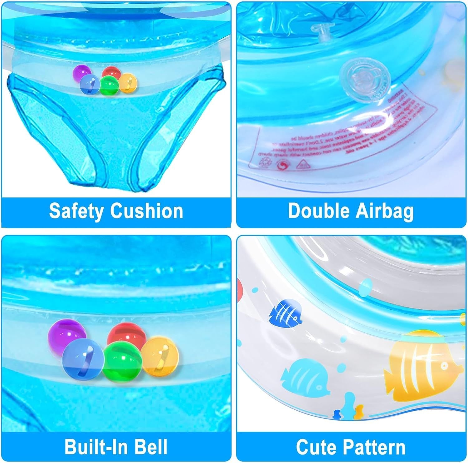 Baby Pool Float with Double Airbag Safety Seat for Toddler Infant 6-12 Months Inflatable Infant Pool Float for Swim