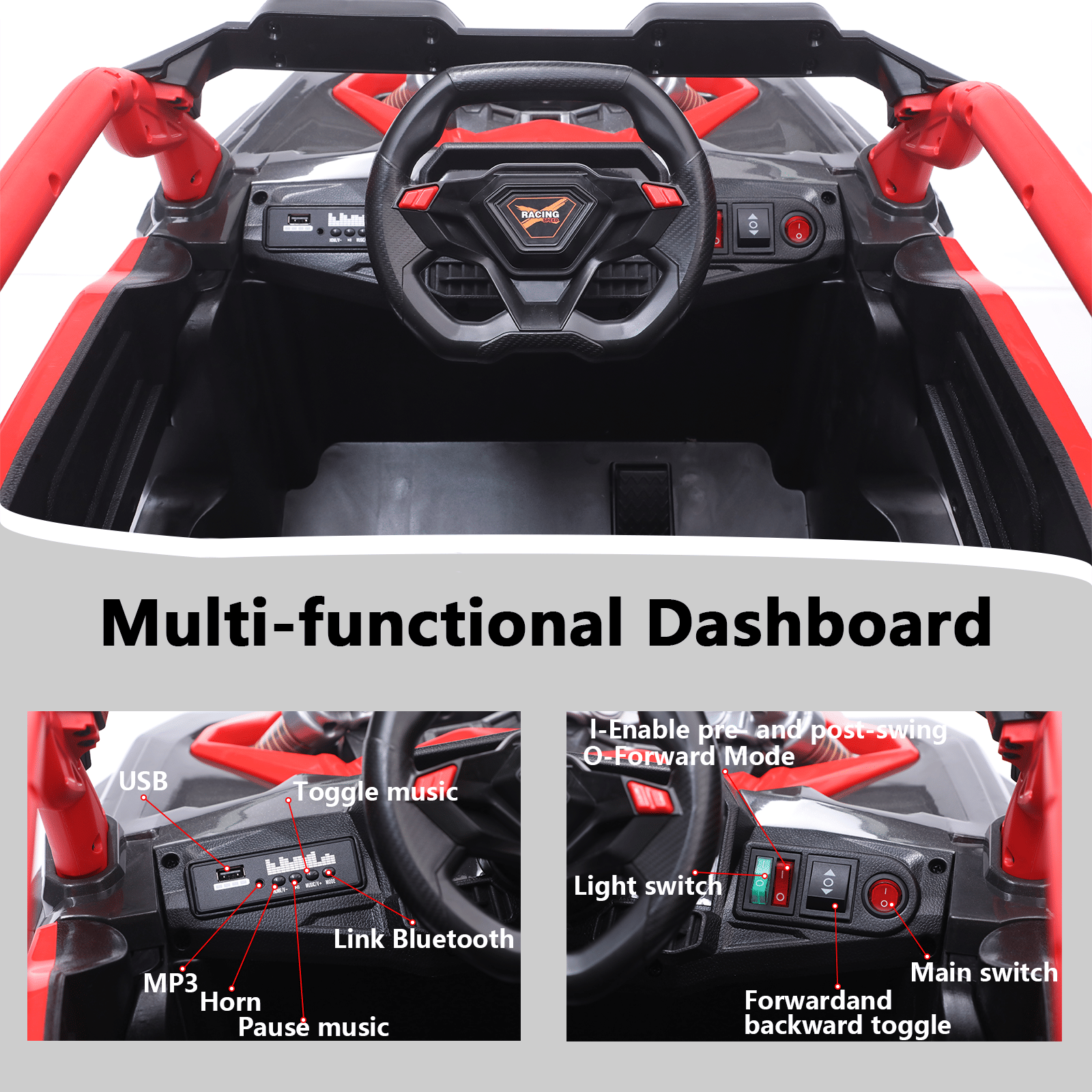 24V 400W Kids Ride on Car UTV W/Parents Remote Control,4-wheel suspension, 3 Speed, Power display,Bluetooth,MP3,Music,LED Light, Provide a speed of 4-8KM/H For Kids Age 3+ years old