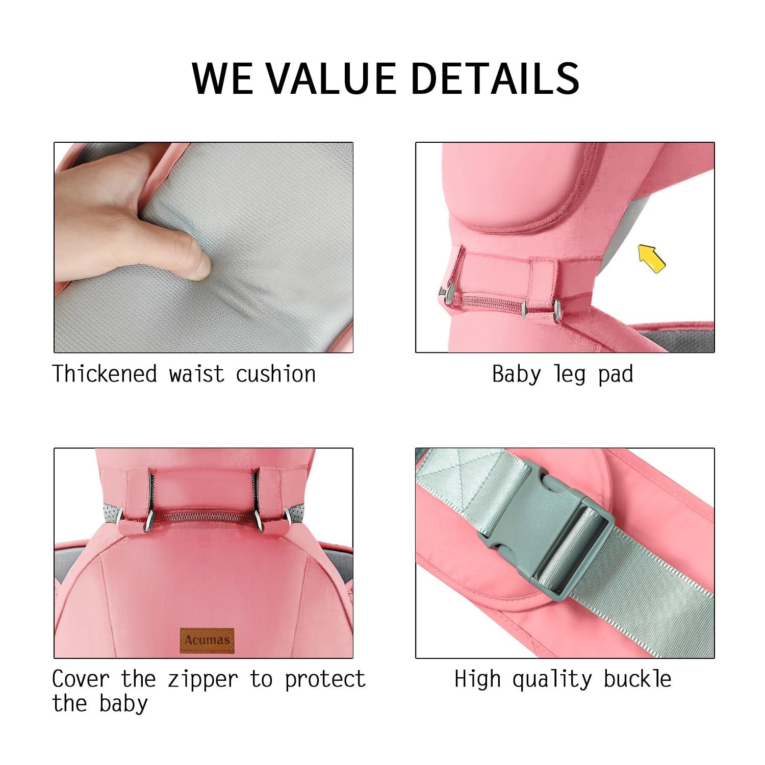 Versatile Baby Carrier with Hip Seat for Newborns and Toddlers - 6 Carry Positions, All Season Use