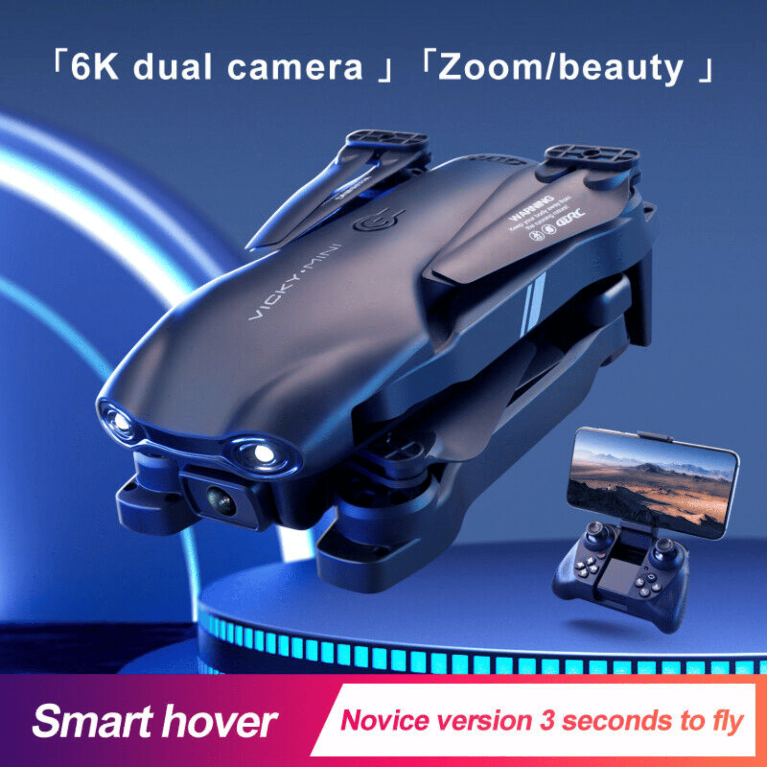 Foldable Quadcopter Drone with 6K HD Dual Camera - Ultimate 3 Battery RC Flying Experience