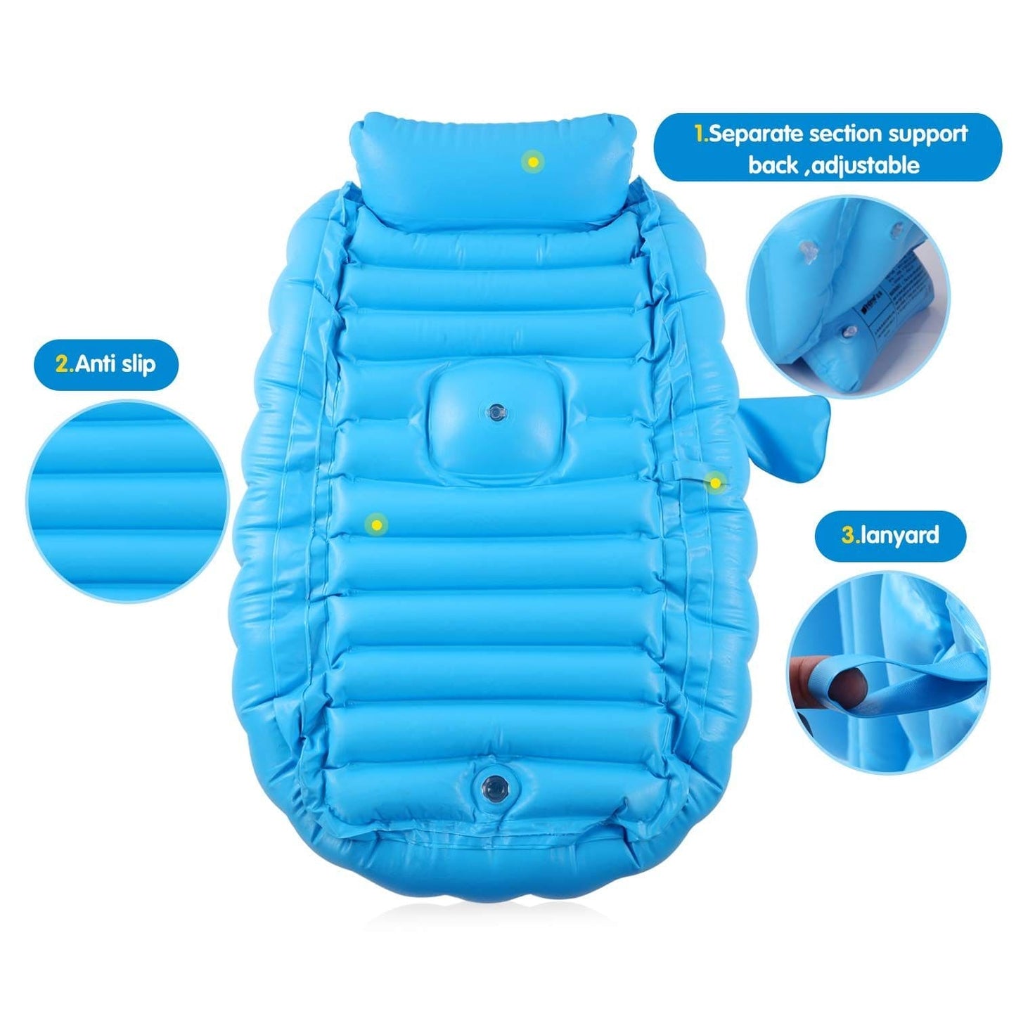 Baby Inflatable Bathtub; Portable Toddler Bathtub Baby Bath Tub Foldable Travel Tub with Air Pump - The Little Big Store