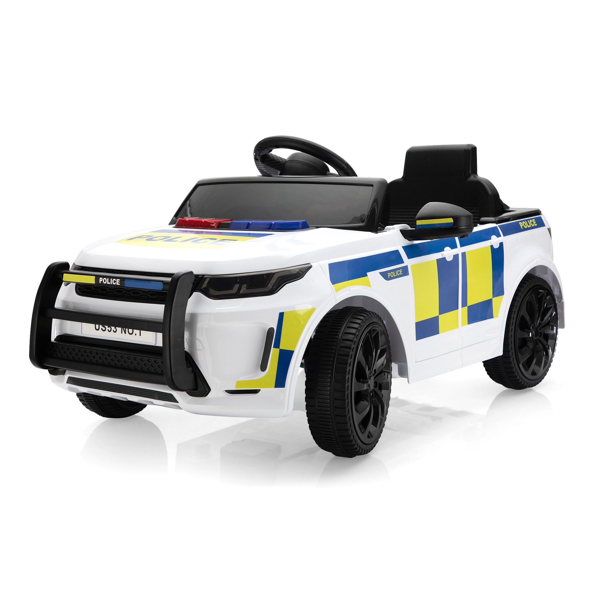 Classic White Ride-On Car with Metal Frame - Perfect for Toddlers
