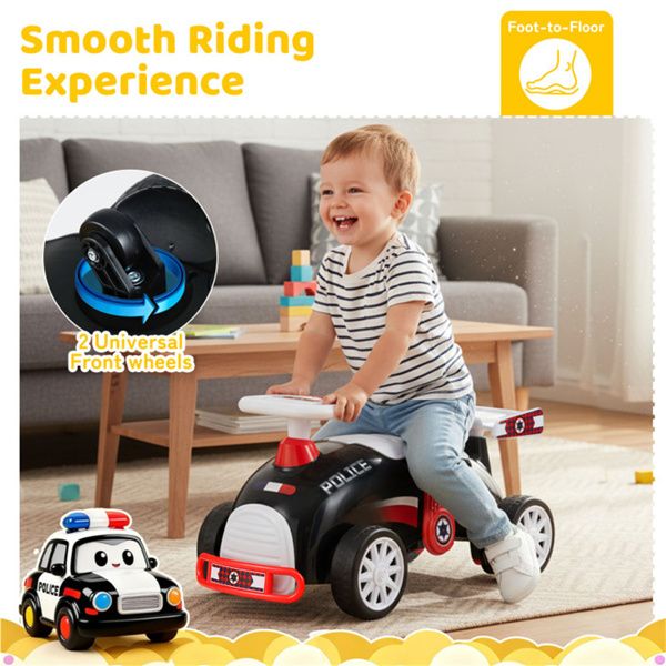 Kids Ride-On Sliding Car – Police Theme, Music & Storage