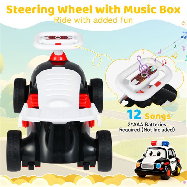 Kids Ride-On Sliding Car – Police Theme, Music & Storage