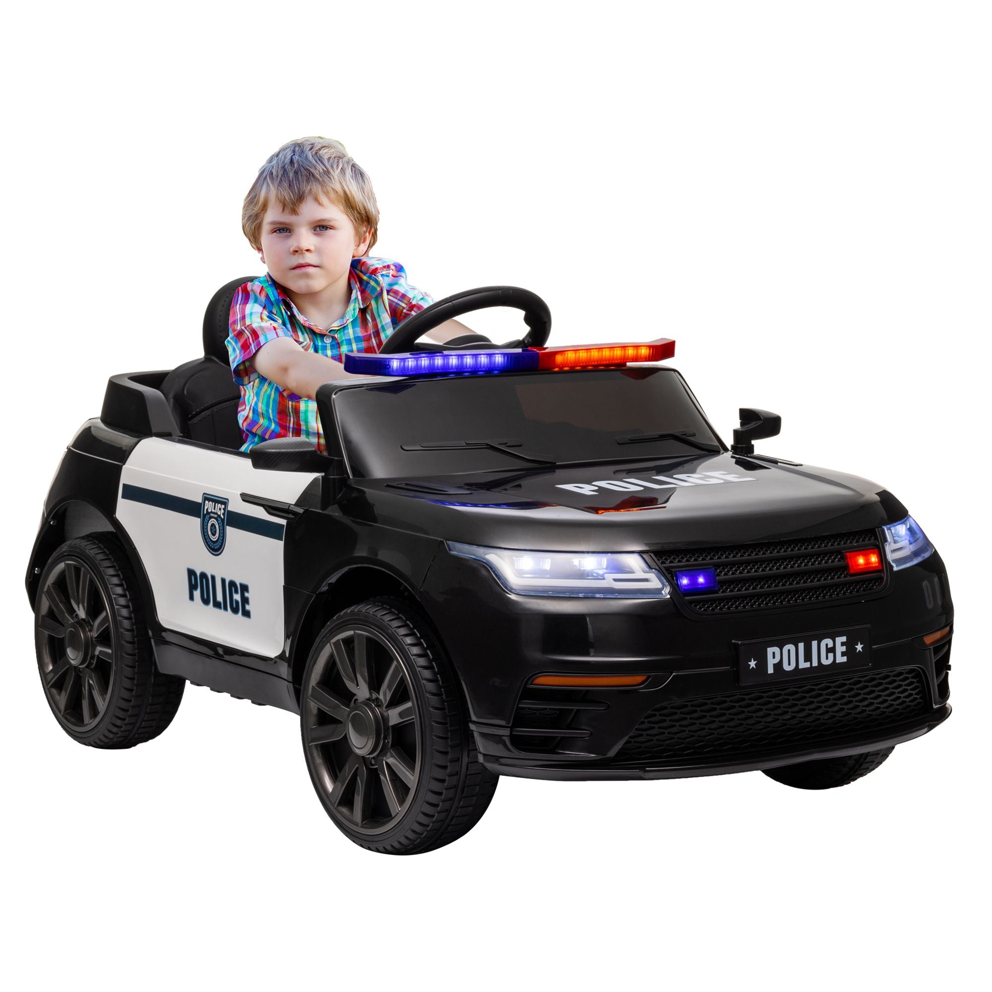 Qaba 12V Kids Police Ride-On Car w/ Remote