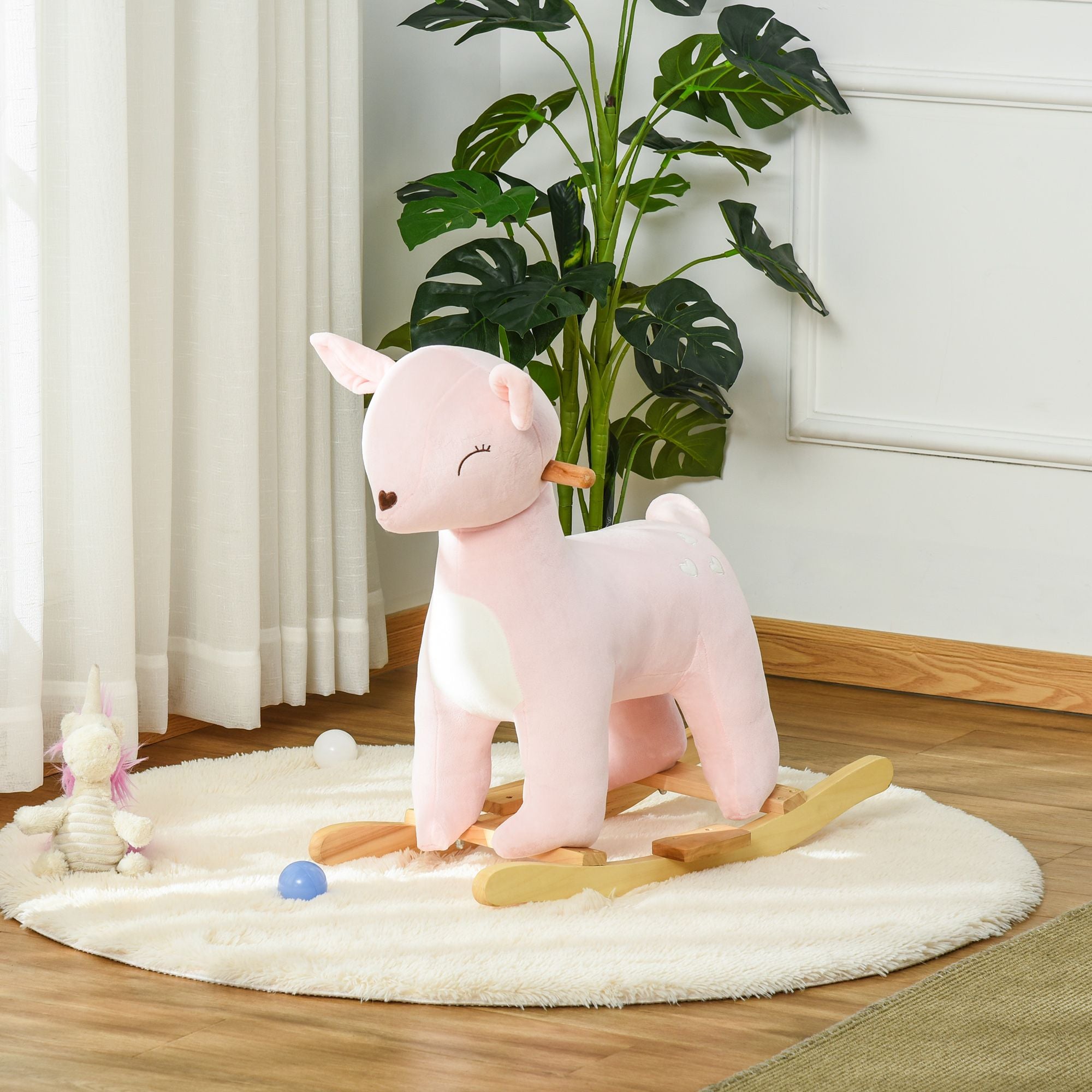 Kids' Plush Deer Rocking Horse with Life-like Sounds for Ages 3-6