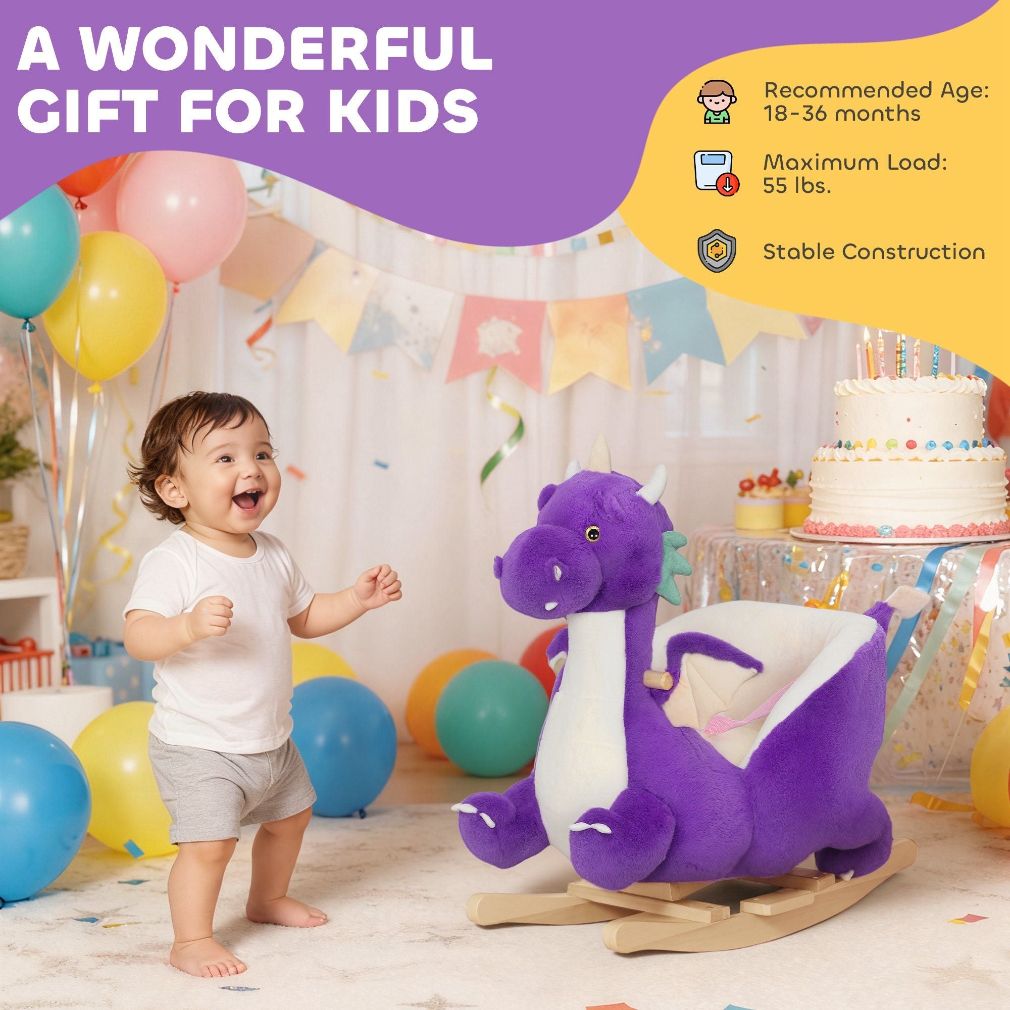 TheLittleBigStore RoarRider™ Purple Dragon Rocking Horse