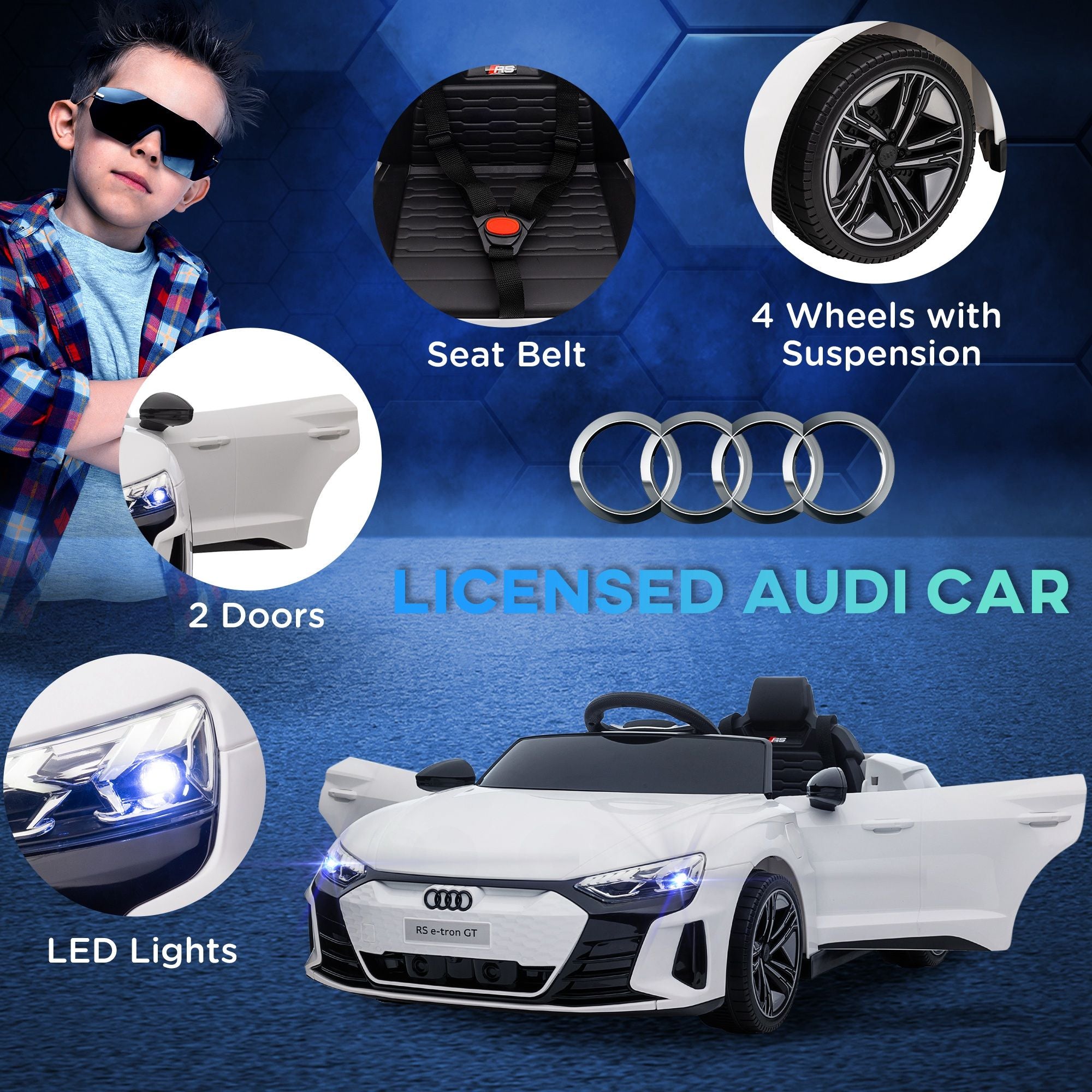12V Kids Electric Ride-On Car with Remote & Music – White