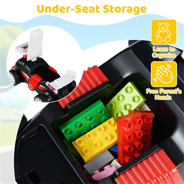 Kids Ride-On Sliding Car – Police Theme, Music & Storage