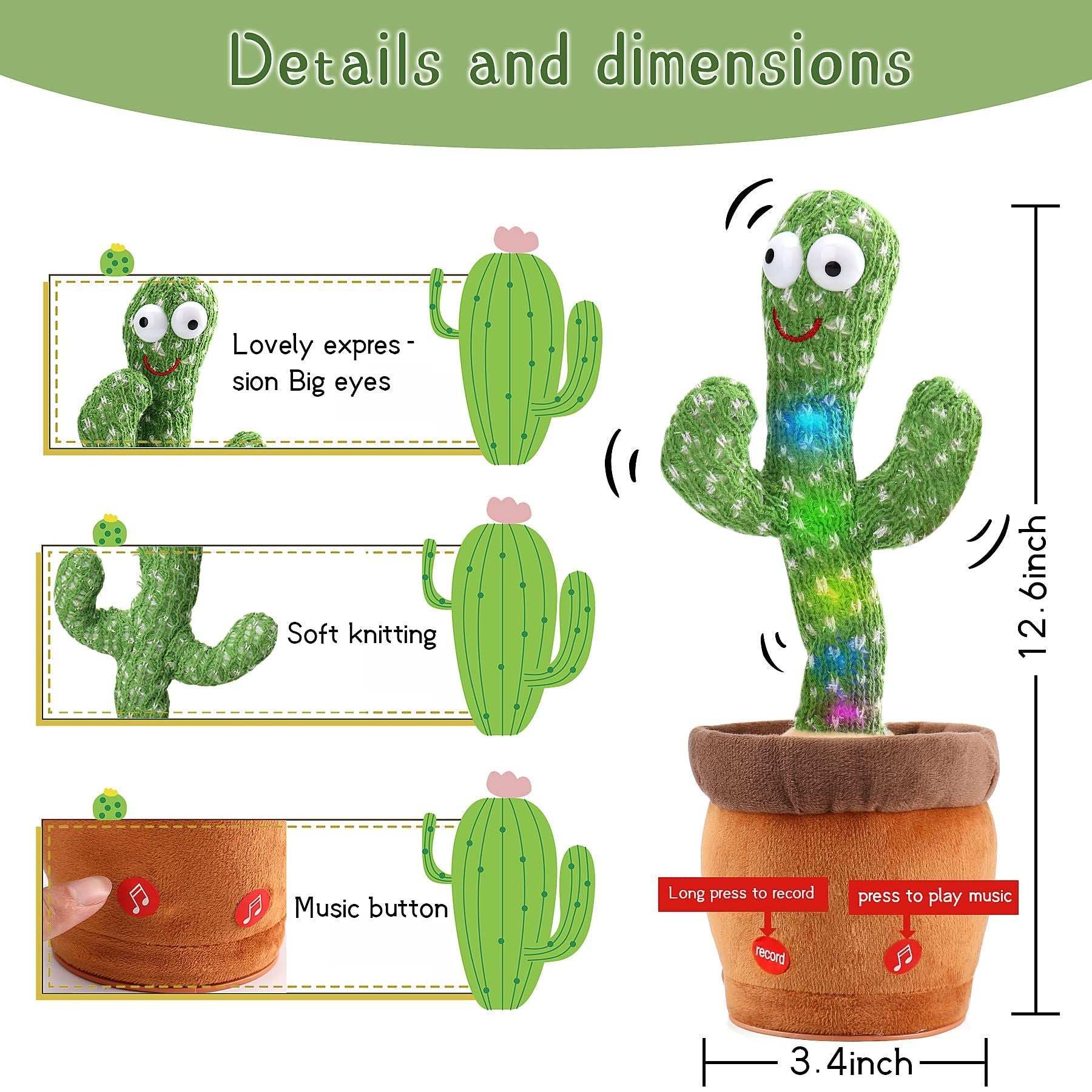 TheLittleBigStore TalkiCactus™ Dancing & Talking Toy