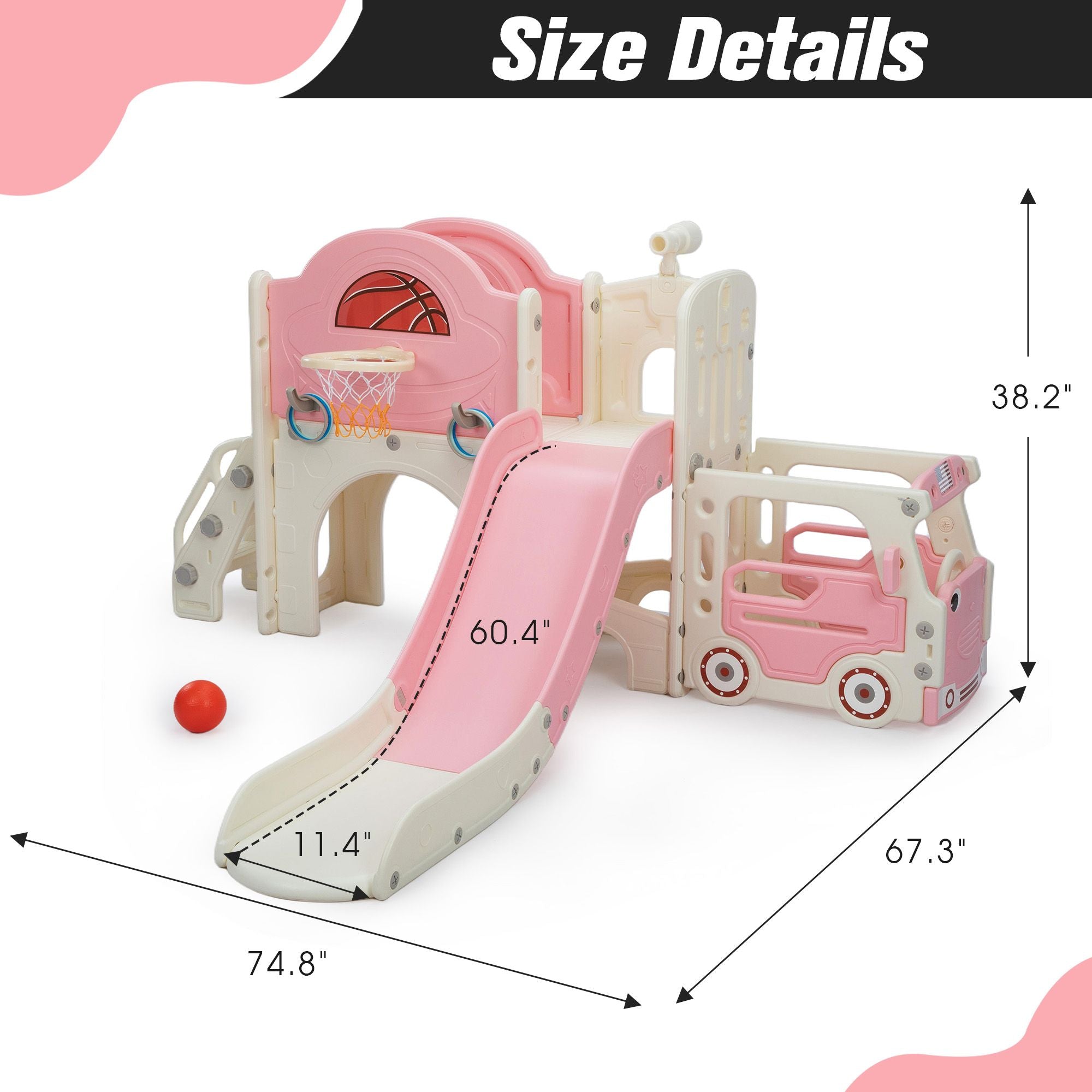 9-in-1 Kids Slide Playset with Bus Theme | Indoor & Outdoor Toddler Playground