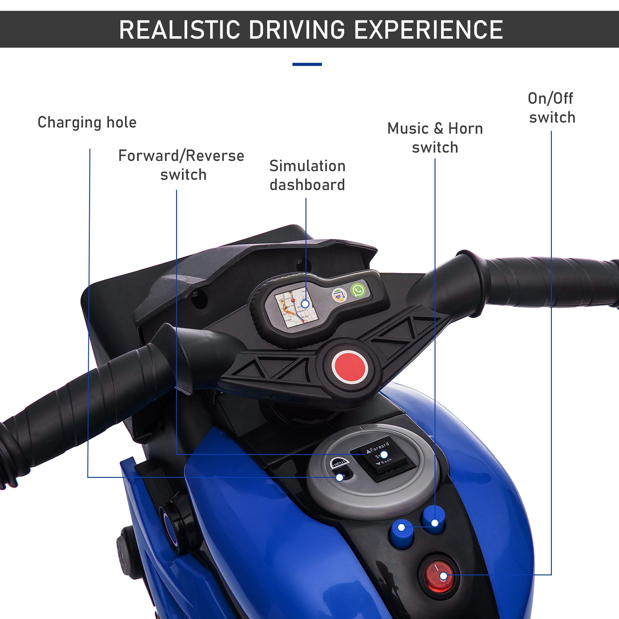 6V Kids Electric Ride-On Motorcycle – Blue
