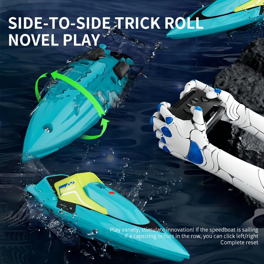 4DRC S5 Fast RC Boat – 2.4GHz 20+ MPH Racing Remote Control Boat with Rechargeable Battery for Kids & Adults, Pools & Lakes