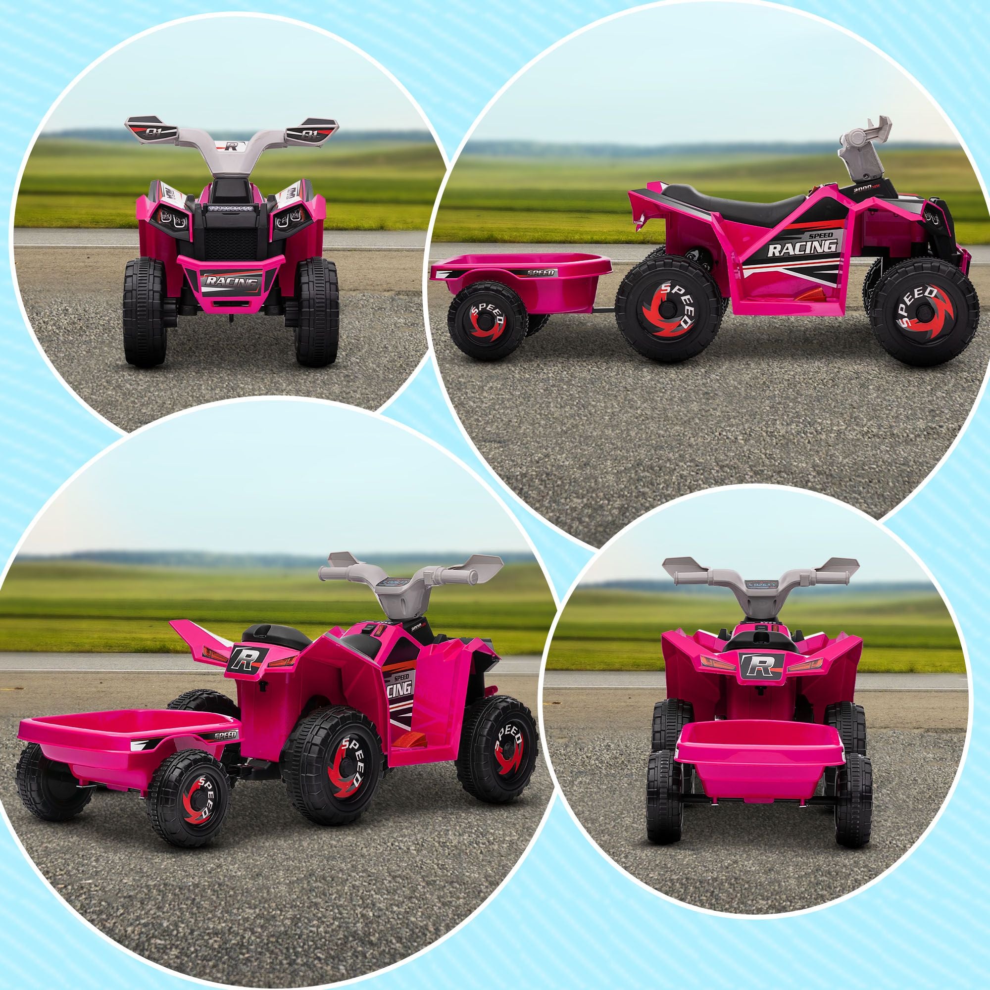 6V Toddler Electric Car with Back Trailer – Pink