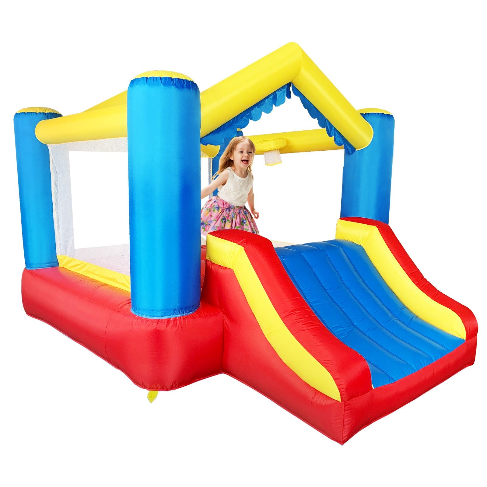 Yard nflatable Bounce House with Slide & Basketball Hoop β Durable Outdoor Bouncy Castle for Kids w/ UL Blower, 12x9x8ft