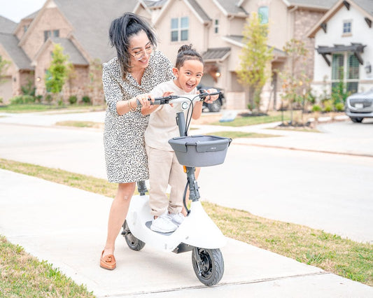 Electric Scooter with Foldable Seat w/35 Miles Operating Range & 15.5mph Max Speed - White - The Little Big Store