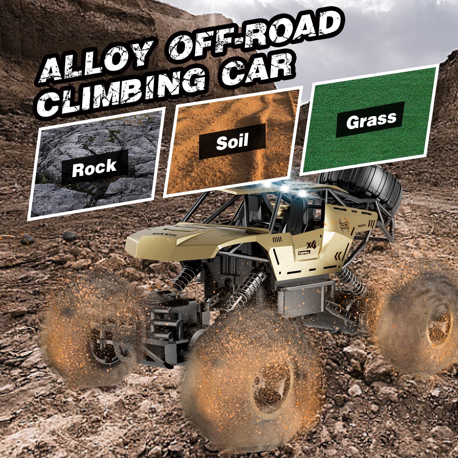 1:12 Scale 4WD RC Rock Crawler Off-Road Monster Truck with LED Lights