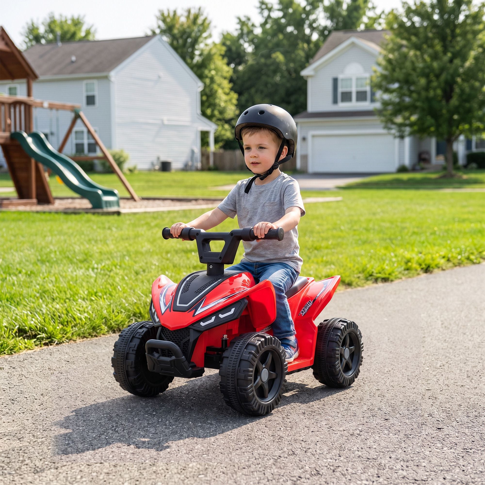 Red 6V Kids ATV - Durable Quad for Young Riders, Max Speed 1.2MPH, Supports 55lbs