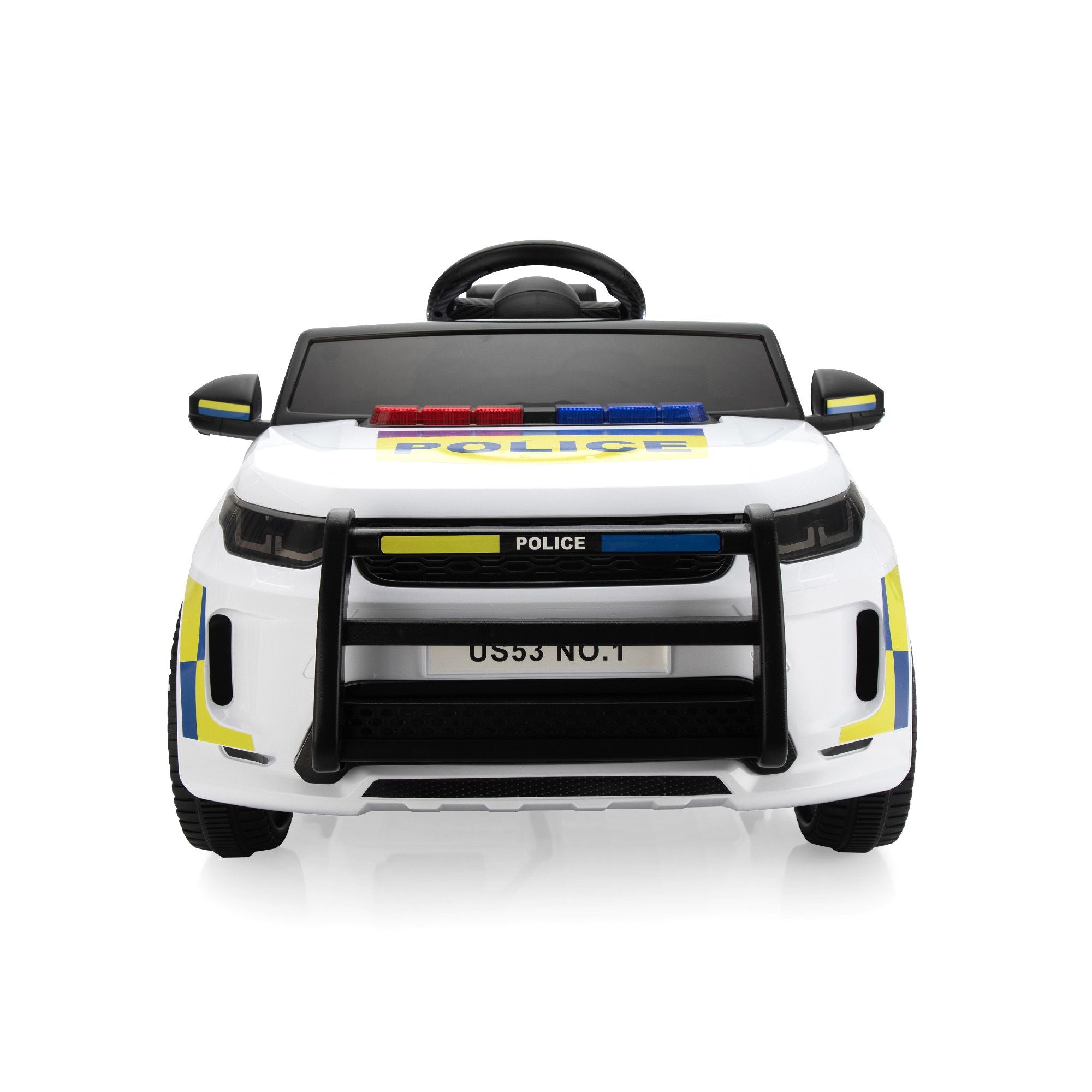 Classic White Ride-On Car with Metal Frame - Perfect for Toddlers
