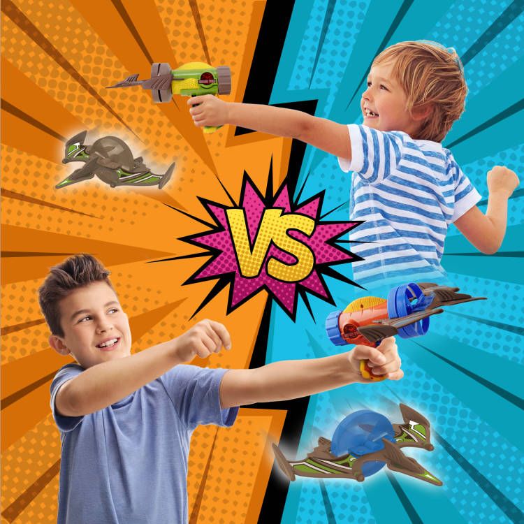 Dinosaur Rocket Launcher Airplane Shooting Game with Foam Glider Planes & Targets