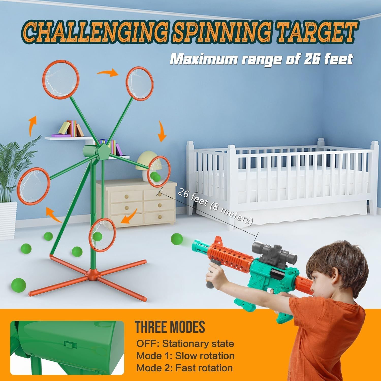 Kids Popper Air Toy Gun Set – 2-Player Shooting Game with Moving Target & 24 Foam Balls