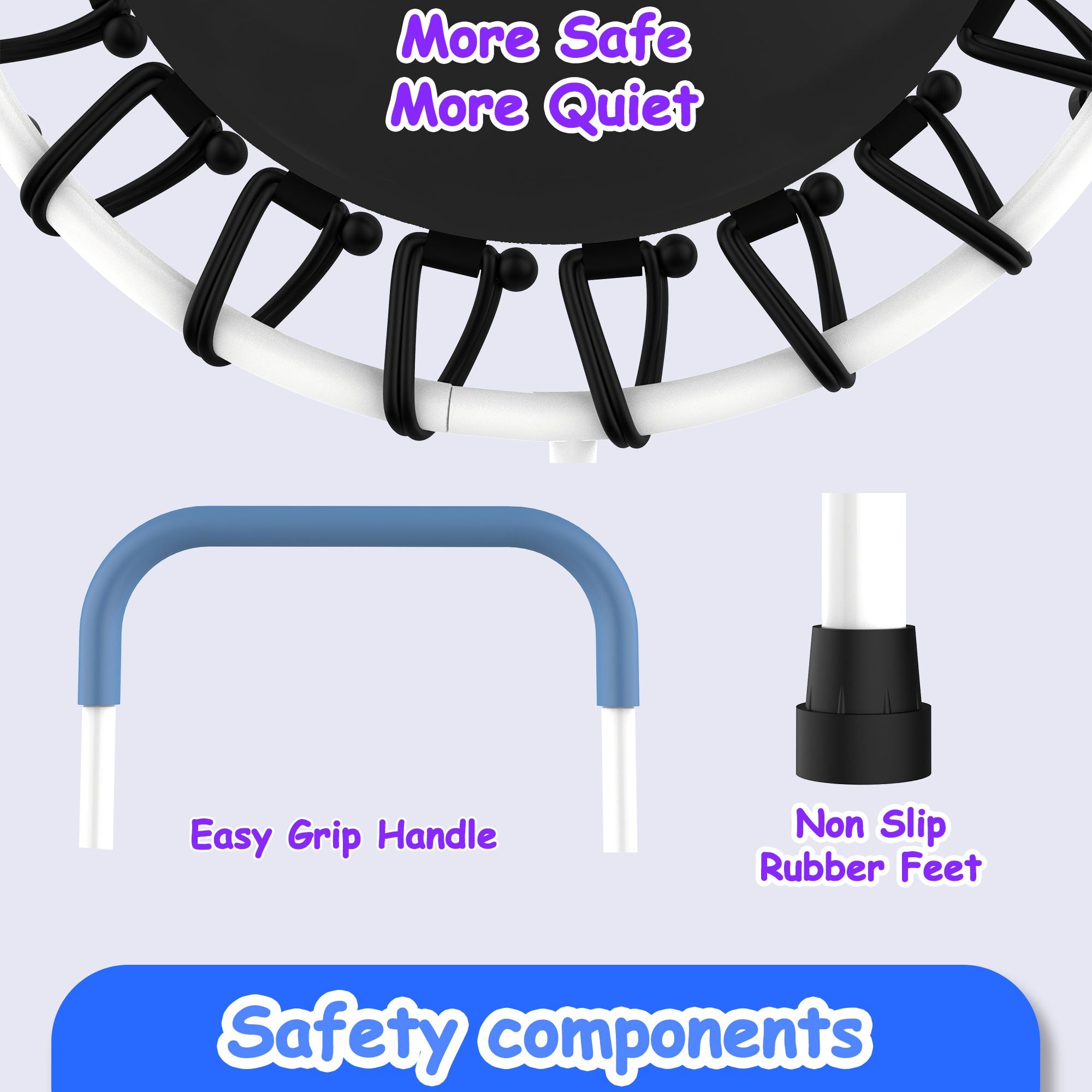Kids Indoor Trampolines - Foldable Mini Rebounder for Ages 2-6 with Ultra Safe Padding and Comfortable Foam Grip