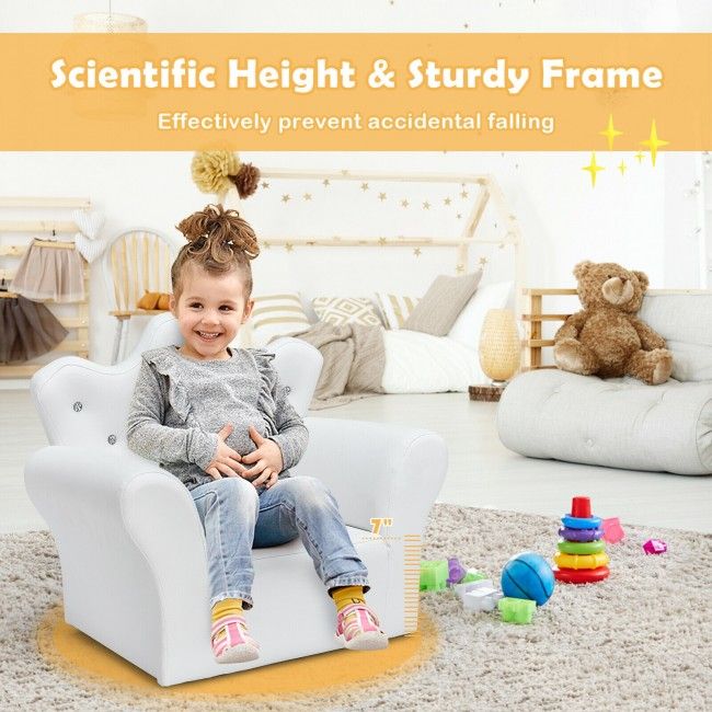 Children’s Princess Sofa Set with Ottoman – Upholstered Toddler Couch with Sparkling Diamond Design for Kids Ages 3-5