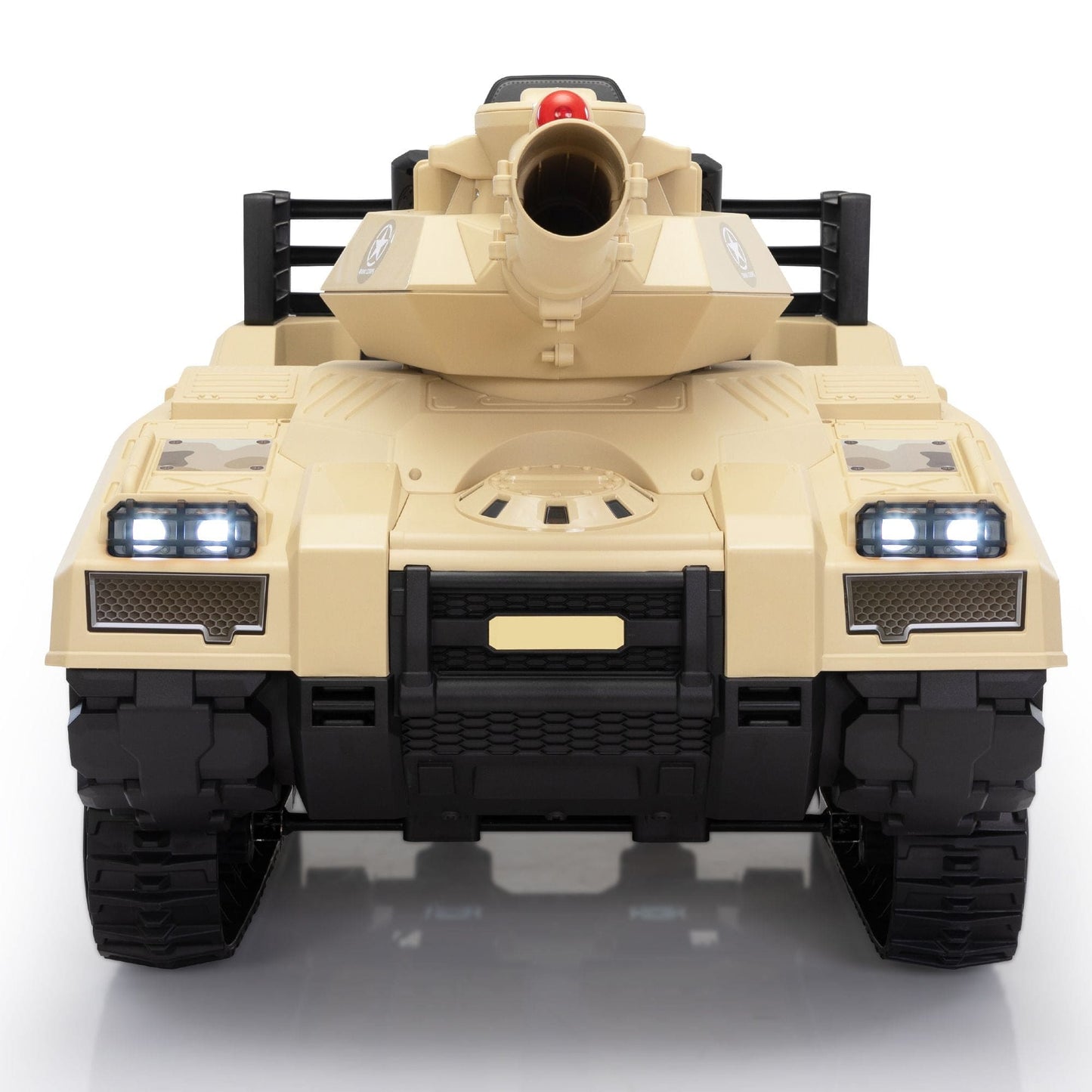 Ride On Tank 24V Thunder Tank Car with Fighting Cannon and Rotating Turret, Remote Control, Lights, Music, Military Battery Powered Truck Toy Gift for Boys Girls, 3-8 Years Old, Desert Yellow - The Little Big Store