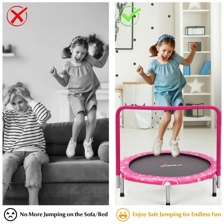 36 Inch Kids Trampoline Mini Rebounder with Full Covered Handrail