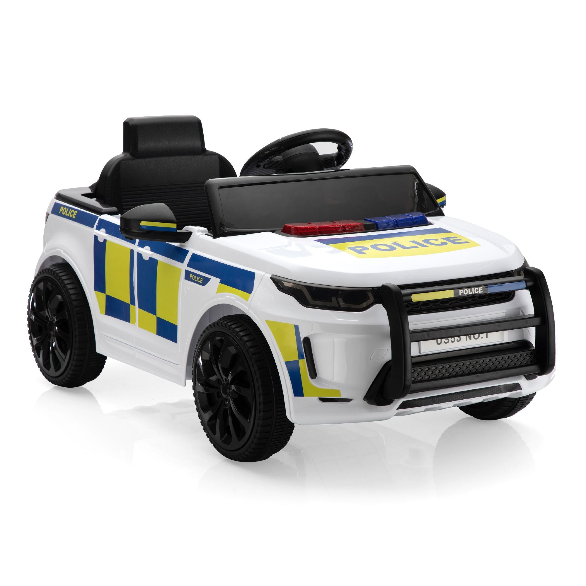 Classic White Ride-On Car with Metal Frame - Perfect for Toddlers