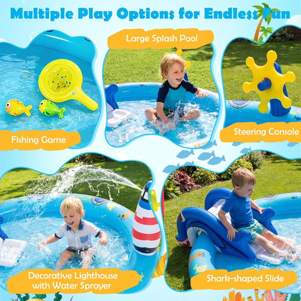 Shark Slide Inflatable Play Pool - Adventure Splash Center for Kids