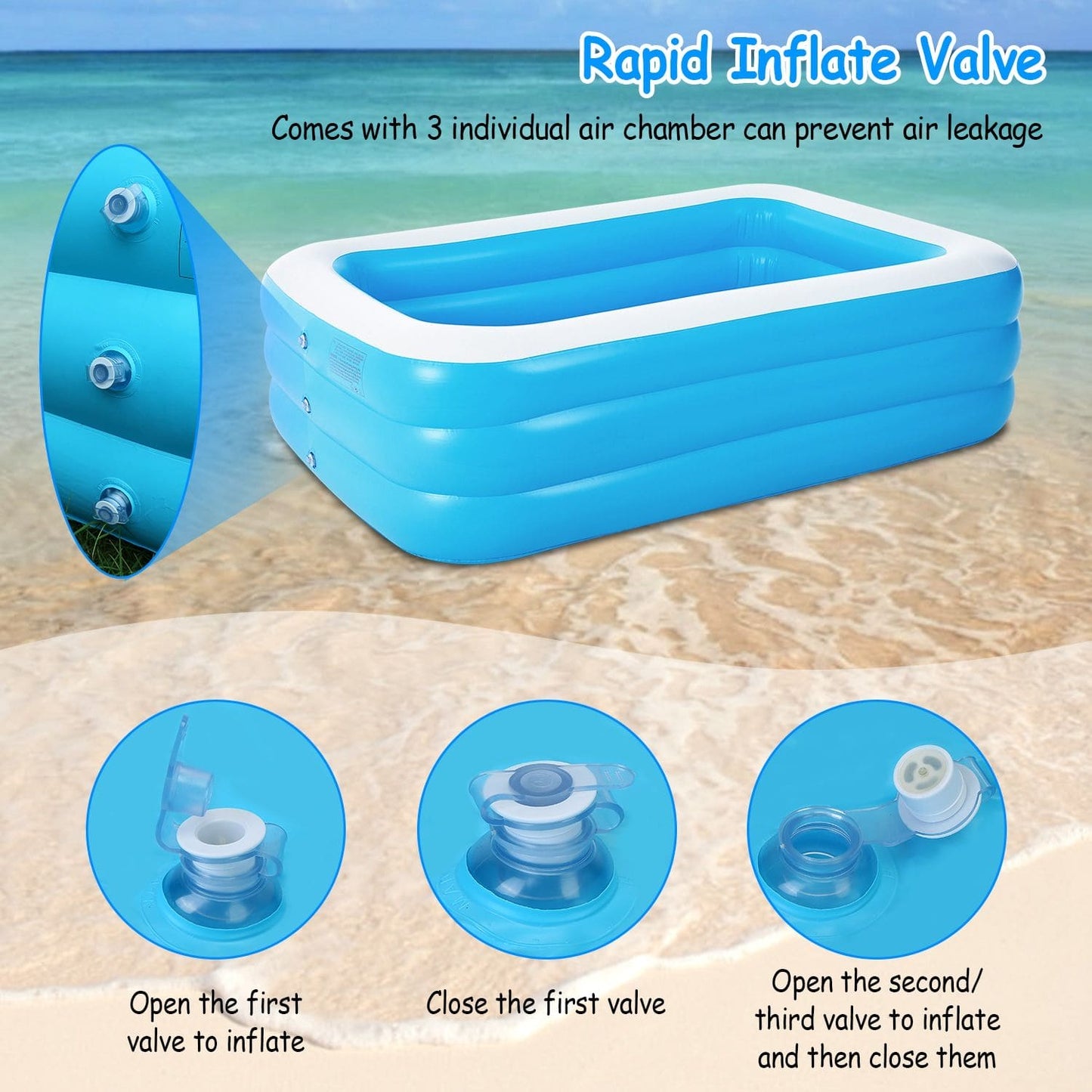 103x69x24in Inflatable Swimming Pools Family Swim Play Center Pool Blow up Kiddie Pool - The Little Big Store