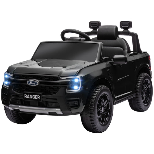 Black Ford Ranger 12V Licensed Kids Electric Ride-On Car with Remote - Storage & Shock Absorbers
