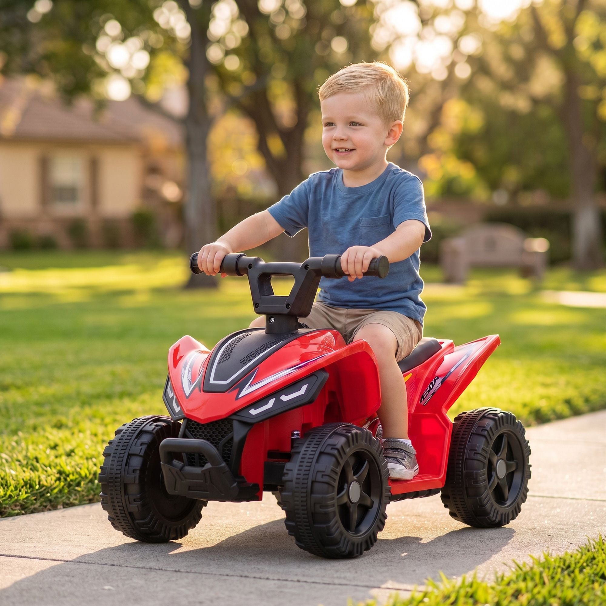 Red 6V Kids ATV - Durable Quad for Young Riders, Max Speed 1.2MPH, Supports 55lbs