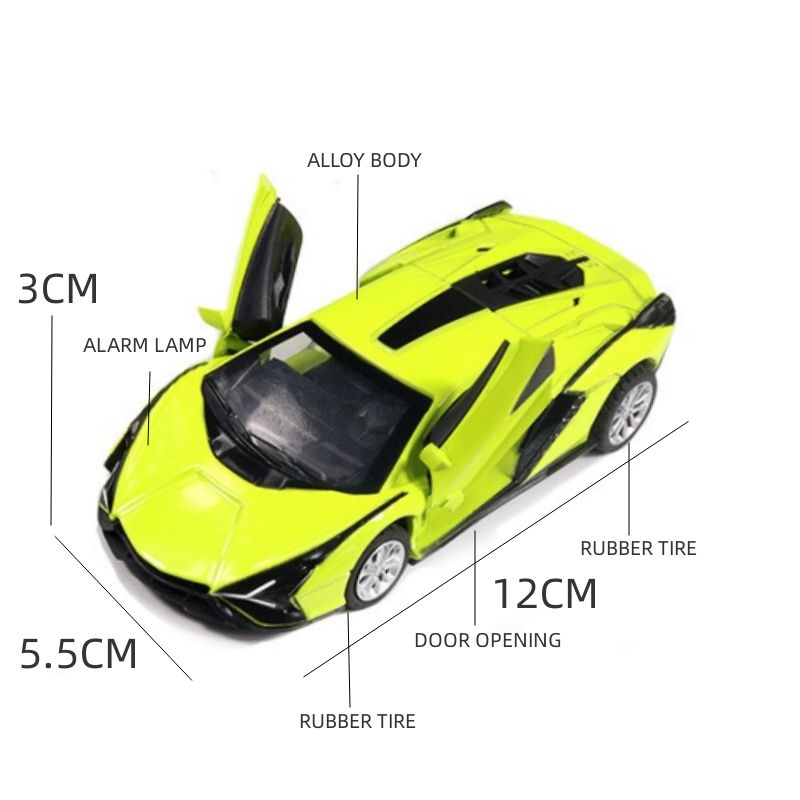 TheLittleBigStore SpeedLegend™ 1:36 Sian Diecast Pull-Back Supercar – Green