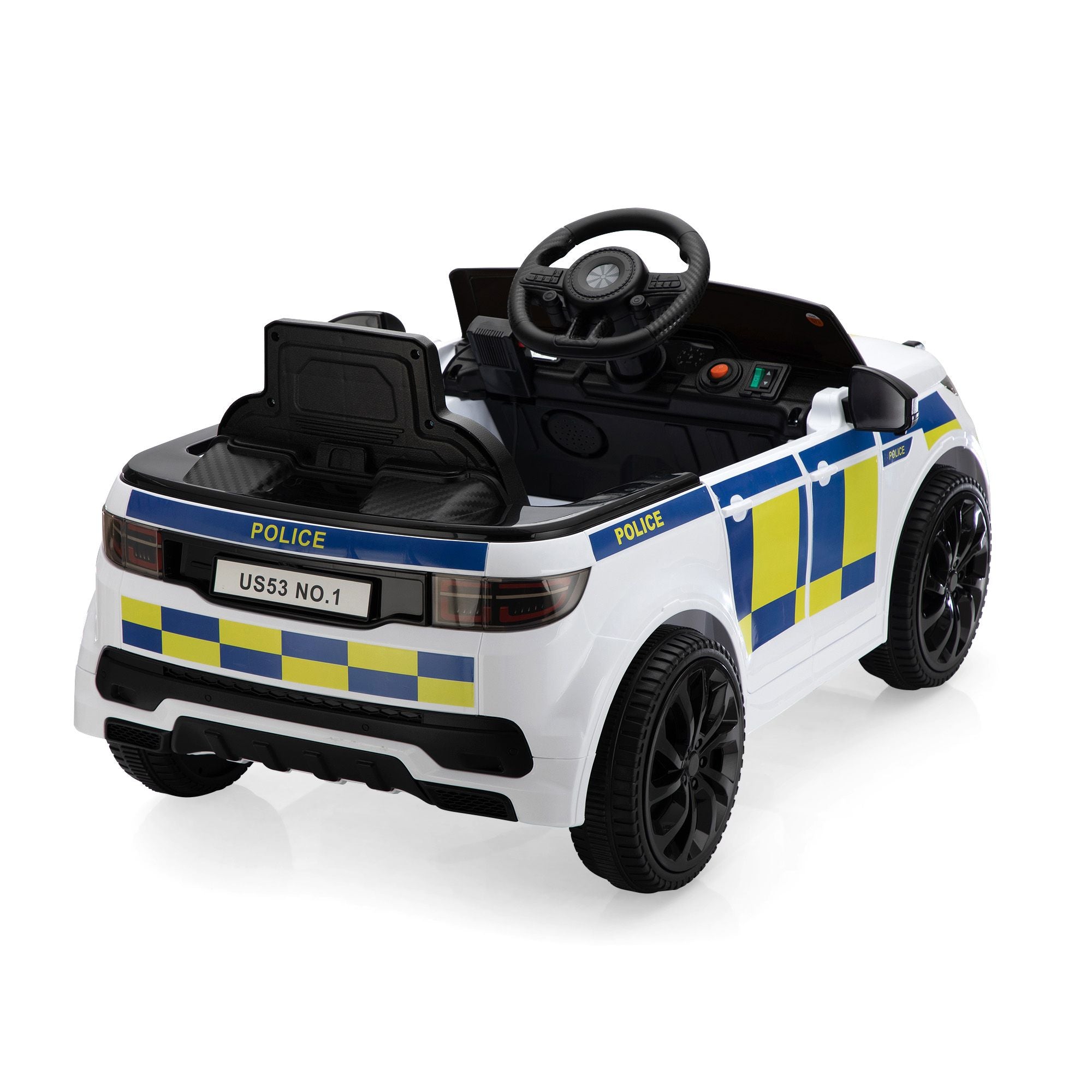 Classic White Ride-On Car with Metal Frame - Perfect for Toddlers