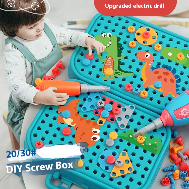 Kids Electric Screw Tool Box β 210 to 220 PCS DIY Construction Toy Set with Optional Electric Drill for Creative Building Play