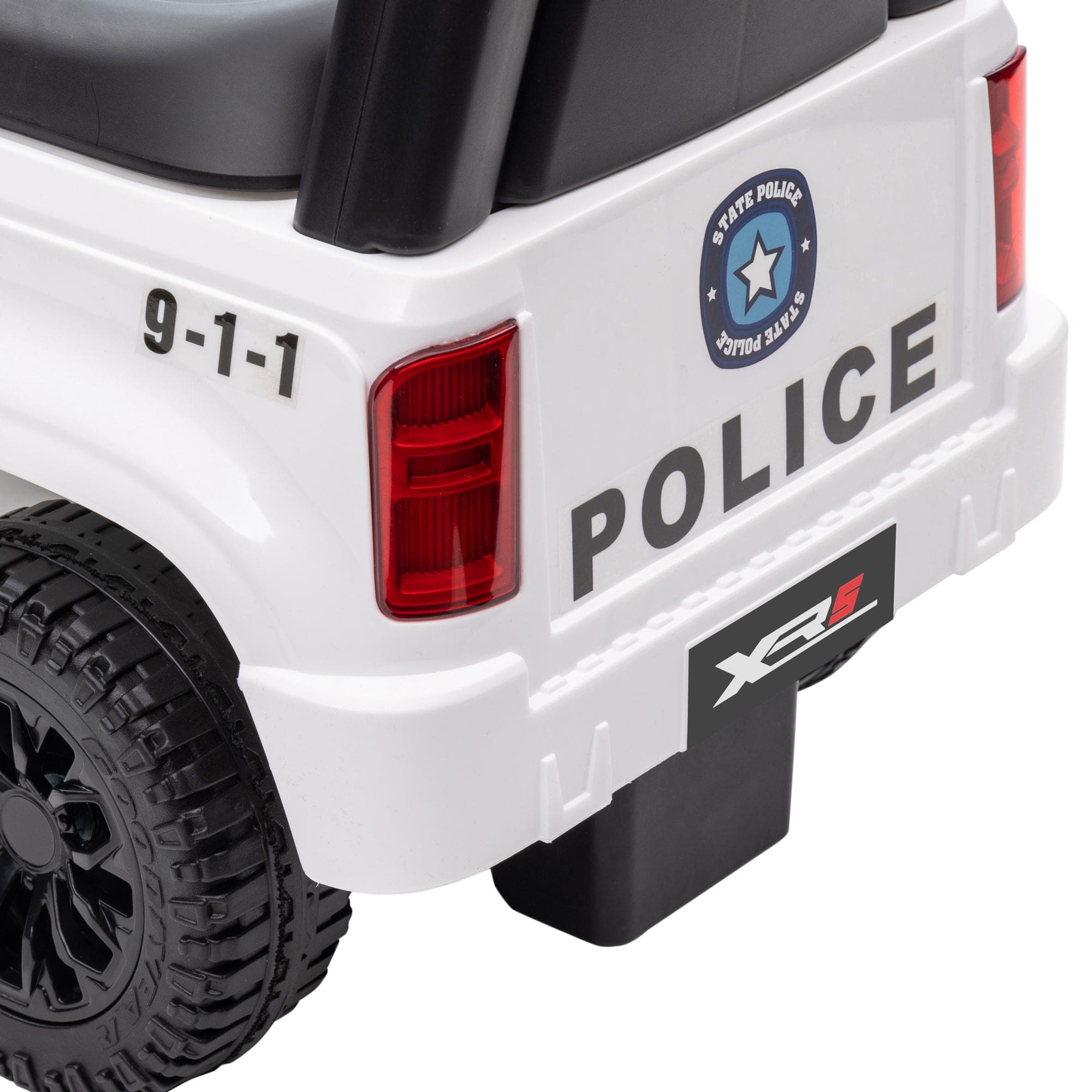 Kids Push Ride-On Police Truck with PA System – White