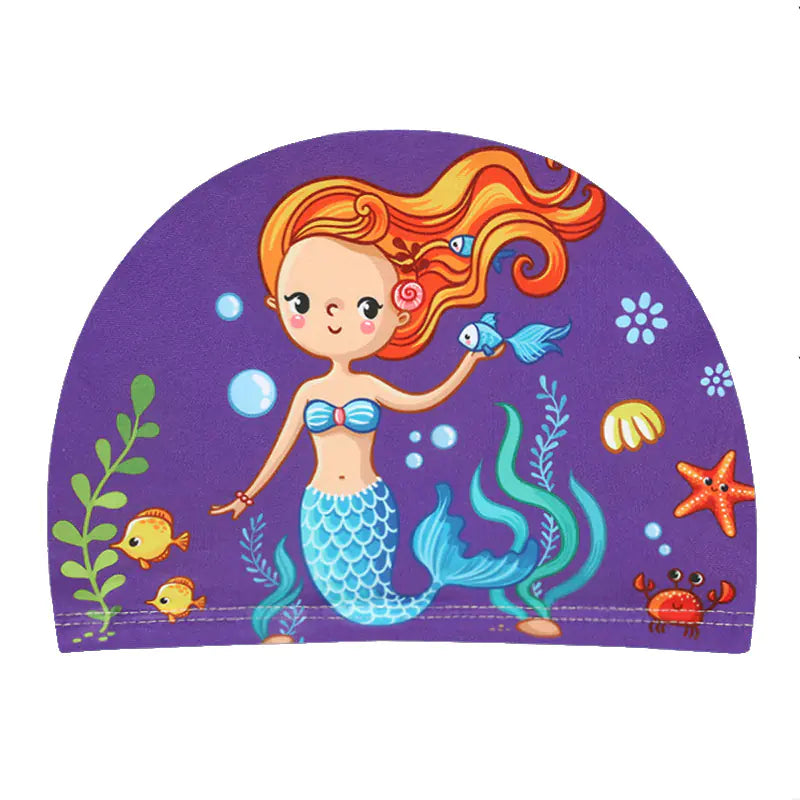 "🐬 AquaBuddies™ Swim Cap – 🧒💦 Comfy Fit for Short & Long Hair | Cute Cartoon Fun! 🎨 "