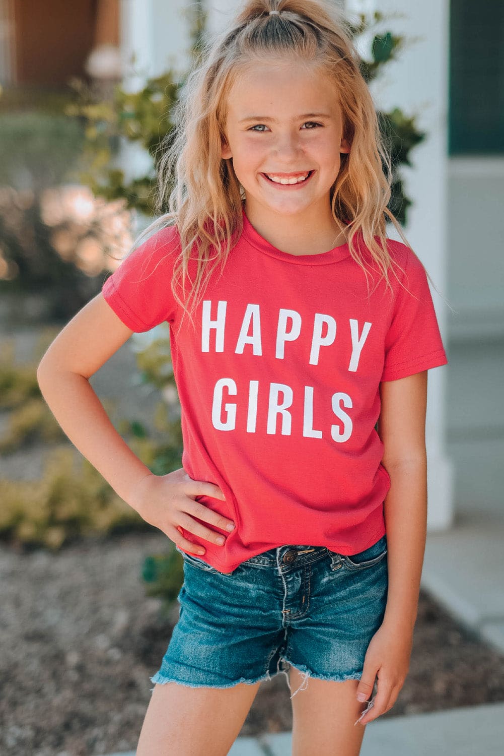 Girls Letter Graphic Short Sleeve T-Shirt - The Little Big Store