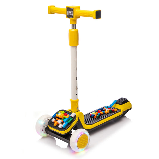Kids 3-Wheel Scooter with Flashing Wheels & Buildable Blocks