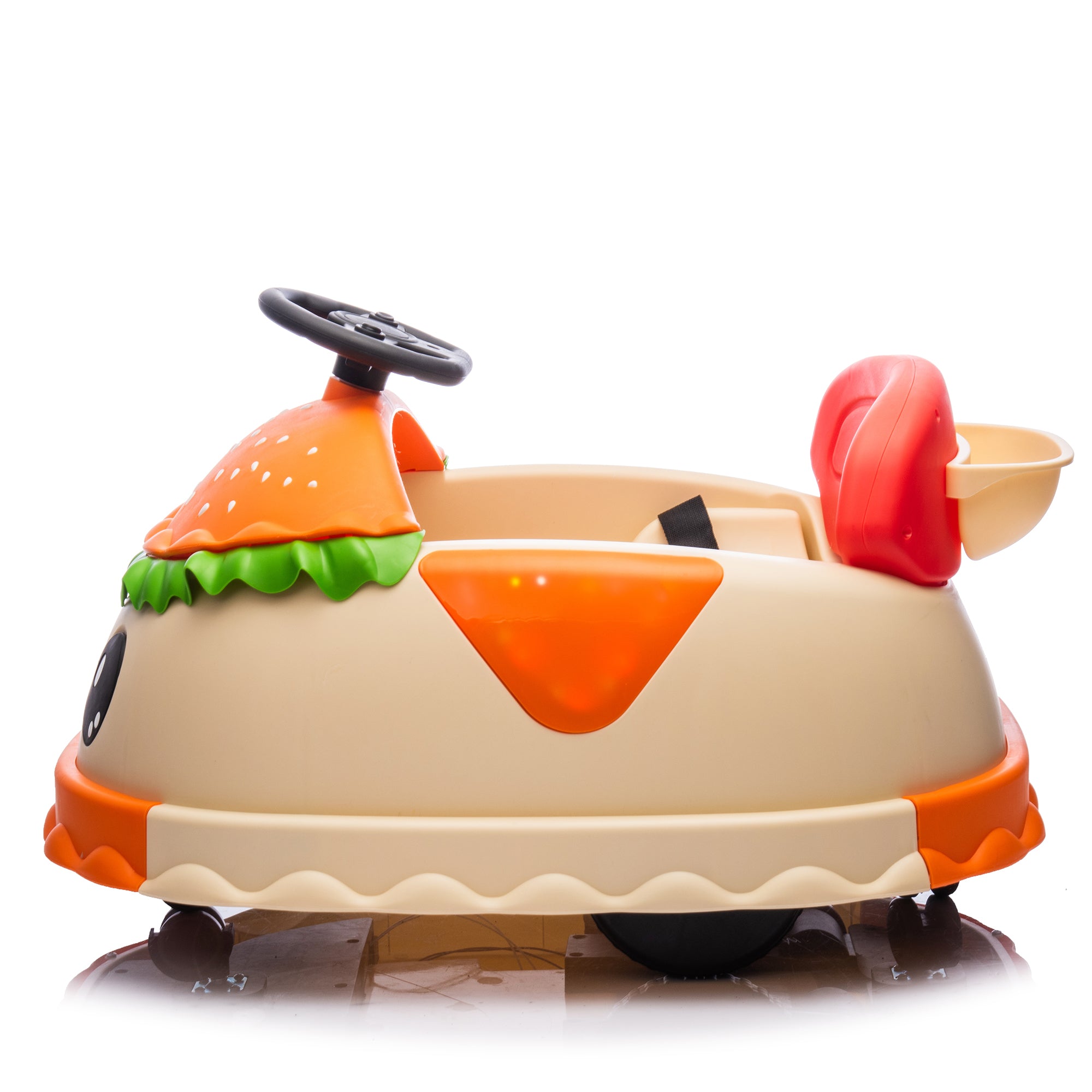 Kids 12V Ride-On Hamburger Bumper Car with Bluetooth & Storage