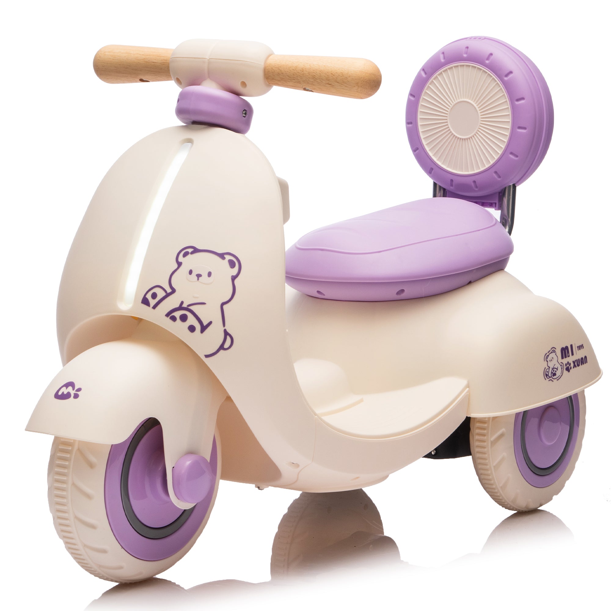 12V Kids Electric 3-Wheel Scooter – Purple w/ Remote