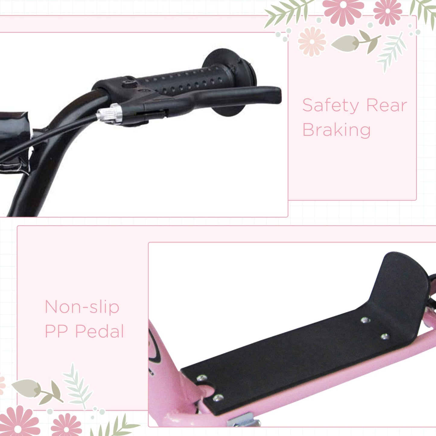 HOMCOM Kick Scooter for Kids 5-12 Years Old, Big Wheel Kids Scooter with Adjustable Height Handlebar, Non-slip Footplate, Rear Brake, Pink - The Little Big Store