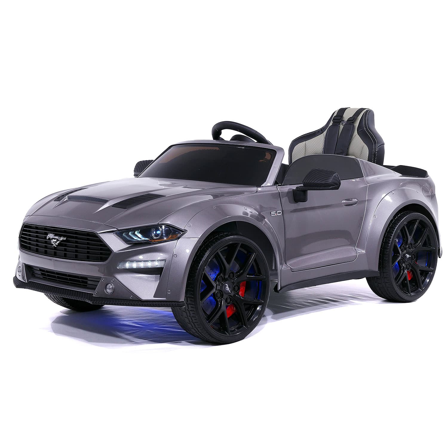 Ford Mustang GT Custom Edition 24V Kids Ride-On Car with R/C Parental Remote | Gray - The Little Big Store