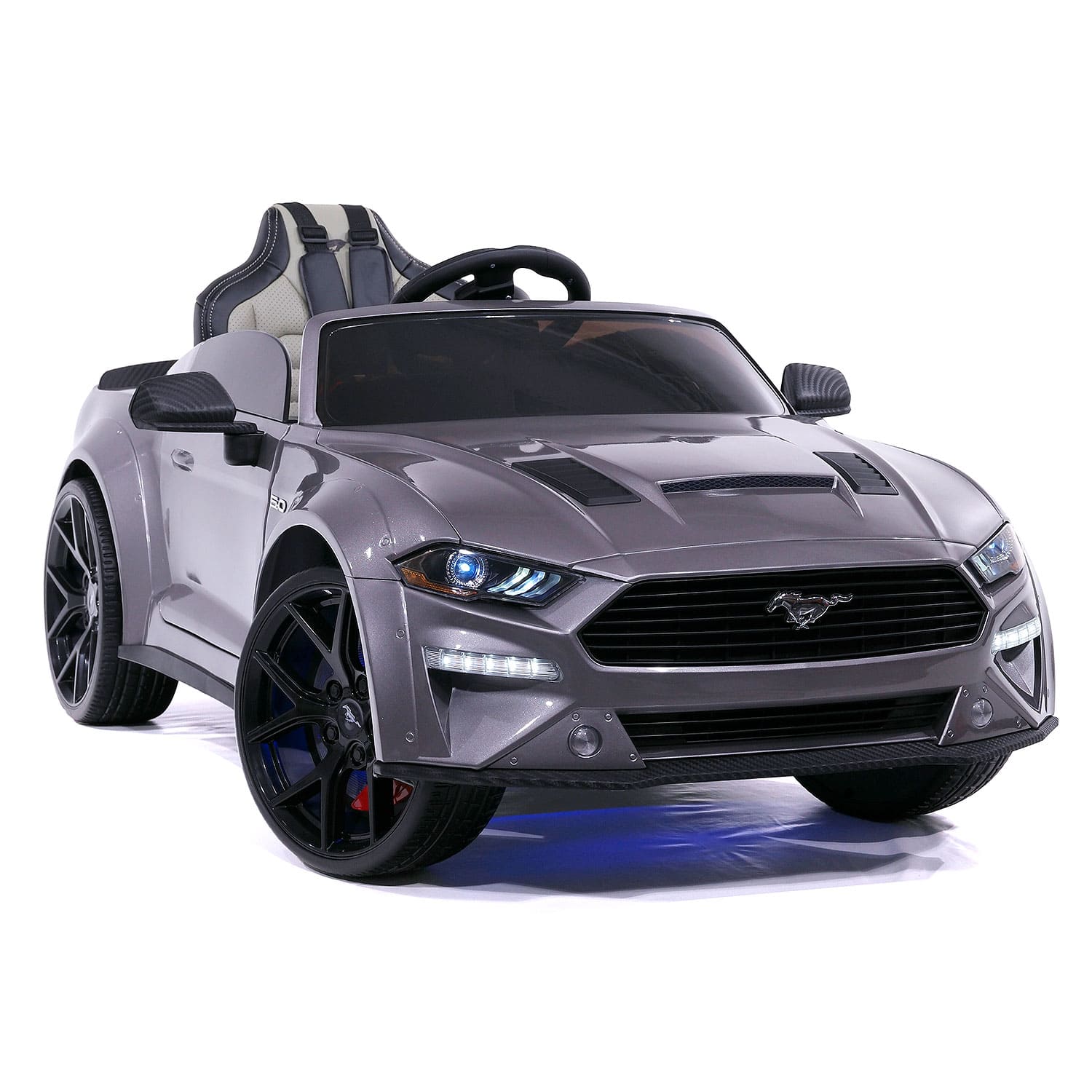 Ford Mustang GT Custom Edition 24V Kids Ride-On Car with R/C Parental Remote | Gray - The Little Big Store