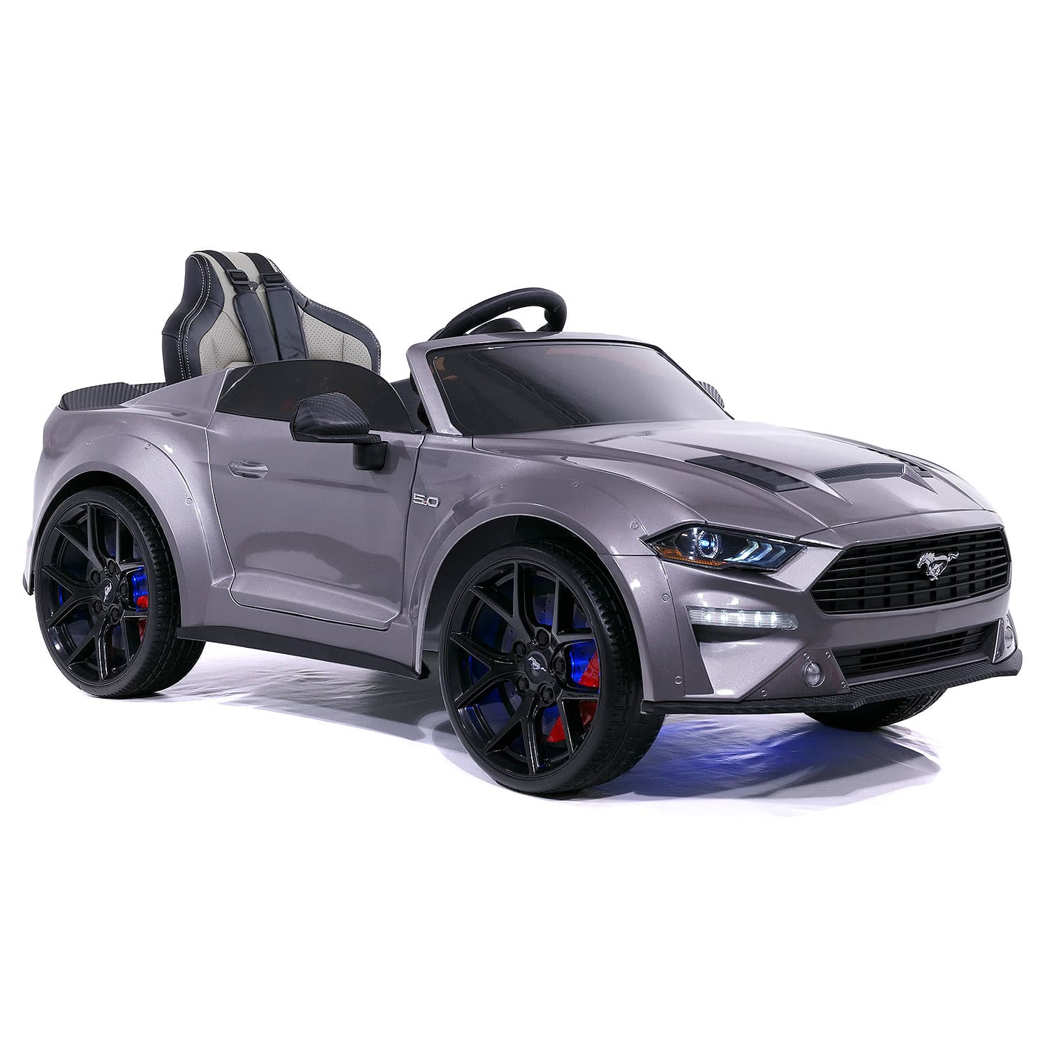 Ford Mustang GT Custom Edition 24V Kids Ride-On Car with R/C Parental Remote | Gray - The Little Big Store