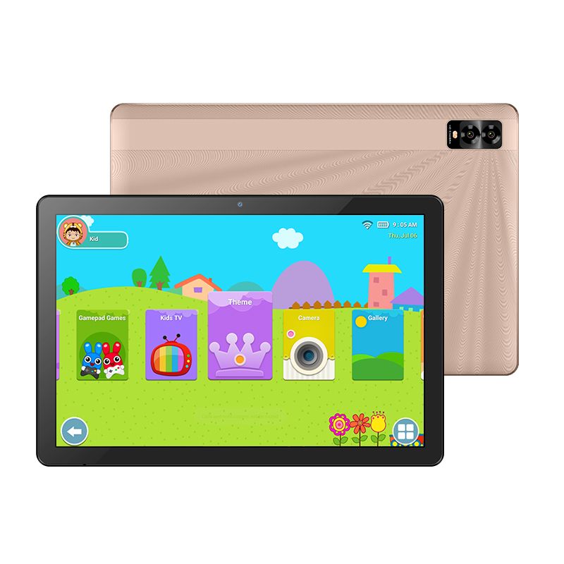 Children's tablet with colorful interface on a white background