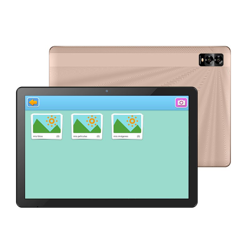 Tablet with a screen displaying app icons on a white background