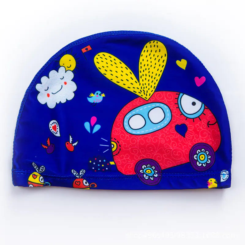 "🐬 AquaBuddies™ Swim Cap – 🧒💦 Comfy Fit for Short & Long Hair | Cute Cartoon Fun! 🎨 "